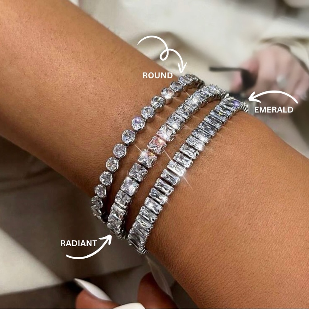 "Gemma" 3pc WHITE Gold Plated ✨ Tennis Bracelets